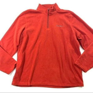 Eddie Bauer Mens 1/4 Zip Fleece Sweatshirt Orange XL